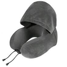 Almohada de cuello en forma de U ajustable con capucha - Hecha de poliéster, lavable a máquina, disponible en varios colores, adecuada para viajes en coche y actividades al aire libre, soporte de cuello portátil, también adecuada para avión y uso doméstico, de suavidad media, cómoda y que se adapta al cuello, almohada de viaje, accesorio de viaje en coche, diseño de moda, tela duradera, almohada de soporte de cuello | Diseño ergonómico | Almohada, almohada de viaje - Multicolor - Ver 8
