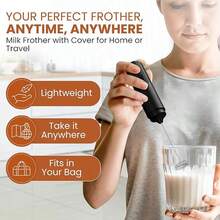 Espumador de leche eléctrico, agitador de café a batería, hace espuma cremosa y rica, mango de plástico ligero y agitador de acero inoxidable 304, diseño de bajo ruido, adecuado para bebidas DIY, amantes del café, camping, recuerdos de boda, regalos de Navidad