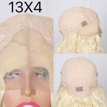 613 Honey Brown Water Wave 13X4 Lace Front Synthetic Wig, Pre-Plucked Bleached Knots, Suitable For Cosplay, Daily Party, Heat-Resistant Fiber Frontal Wig - Multicolor - View 7