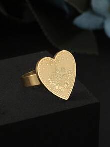 1pc Middle Eastern Lucky Totem Adjustable Ring, Popular Arabic Style For Men And Women - Gold - View 5