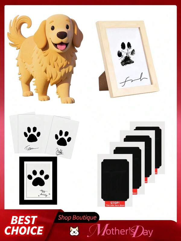 2pcs/Pet Paw Print Memory Keepsake (With 2 Cards Included) , Non-Ink Handprint & Footprint Kit - Hand & Foot Print Ink Pad - Dog Paw Print Kit, Dog Nose Print Kit - Foot Print Kit, Clean Touch Footprint Set, Handprint Kit (Spray Ink Black), Pet Folding Memorial Photo Frame With 1pc Ink Pad A Non-Contact Ink Pad With A Pet Paw Print Kit, A Pet Track Ink-Free Pad For Keeping Cat/Dog Paw Print Pet Souvenirs