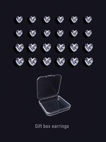 48pcs Geometric Round Square Cubic Zirconia Shiny Stud Earrings, Simple Punk Hip-Hop Style, Gift Box Packing, Suitable For Party, Festival, Date, Gift And Daily Wear