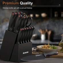 15-Piece Kitchen Knife Set With Sharpener, German Stainless Steel, Anti-Rust, Dishwasher