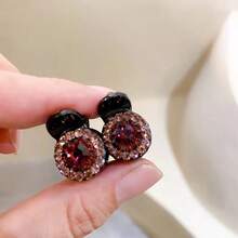 2-Pack Sparkling Rhinestone Mini Hair Clips - Cute And Sweet Round Design For Bangs, Flyaways, And Side Hair - Princess Style Accessories - Nhiều màu - Xem 10