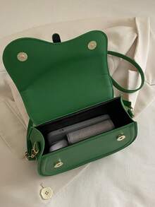 女士斜挎包，带翻盖扣 - 綠色 - 查看 8