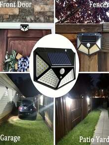 1/2/4/6/8pcs 100 LED Solar Lights, Solar Wall Lights, Solar Night Lights, Garden Lights, Garage Lighting, 1200mAh Lithium-Ion Battery, Waterproof ABS Material, 3 Modes With Motion Sensor, Suitable For Halloween/Christmas/Thanksgiving/Bedroom/House/Outdoor/Wall/Patio Decor