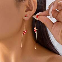 1 Pair Creative Santa Claus Climbing Earrings With Tassel Pendant, Suitable For Women To Wear On Christmas, Holidays, And Parties