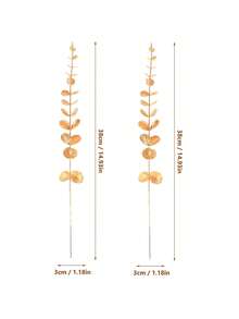 40 pièces Feuilles en plastique doré artificielles en glitter d'eucalyptus, plantes fausses en plastique doré pour décoration intérieure et extérieure, fête, mariage, table, DIY