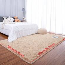 现代柔软轻便地毯，适用于客厅、卧室、宿舍，涤纶长毛绒地毯，走廊地毯，家居装饰蓬松长毛地毯，驼色舒适薄绒地毯 - 駝色 - 查看 14