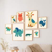 1 gerahmtes/Leinwand Wandkunst, Dinosaurier Tier Thema Dekoration. Badezimmer Wanddekoration. Themen Poster, Schlafzimmer Dekoration, Raumdekoration, Heimdekoration, Ornamente, Winterdekoration für Zuhause, Wanddekoration. Geeignet für Kinderzimmer, Kinderzimmer, Jungen- und Mädchen-Partyräume, Kita-Klassenzimmer Dekoration, wasserfestes Material. Kopfteil Dekorative Tapete, Party Deko Geschenke. Badezimmer Wanddekoration.