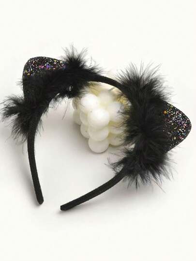 New Cute Cat Ear Furry Hair Clip, Personalized Anti-Slip Headband, Girl Hair Tie, Hair Band