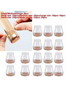 8/16/24pcs Furniture Chair Leg Pads, Noise Dampening Anti-Scratch Table & Chair Feet Covers, Felt Protector Pads, Slightly Smaller Size Recommended To Measure Actual Chair Leg Dimensions