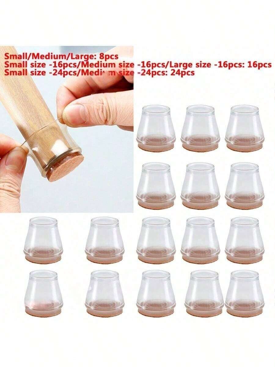 8/16/24pcs Furniture Chair Leg Pads, Noise Dampening Anti-Scratch Table & Chair Feet Covers, Felt Protector Pads, Slightly Smaller Size Recommended To Measure Actual Chair Leg Dimensions