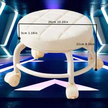 Accesorio amigable para bebés, taburete de aprendizaje multifuncional para niños con ruedas universales y taburete bajo, taburete redondo para el hogar para cambiar zapatos hecho de tela de cuero, taburete con ruedas para personas perezosas y pequeña silla de costura de belleza, taburete de celebridad de internet