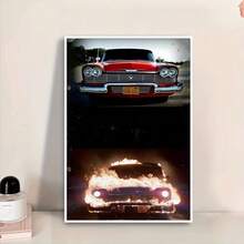 1pc Classic Car & Burning Car Design Posters,Vintage Canvas Wall Arts,For Living Room, Bedroom, Office, Cafe, Bathroom, Dormitory, Dining Room, Bar Wall Decorative,Home Decoration,Garage Decoration,NO Frame