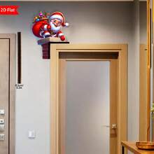 1pc Vintage Wooden Christmas Corner Decor - Santa Claus With Reindeer And Snowman Door Frame Decoration, Suitable For Indoor, Living Room, Bedroom, Office - No Electricity Needed, Ideal For Christmas Gifts And Seasonal Decor, Christmas Decoration Accessory