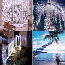 Solar Fairy Lights, 2 Pack, Total 80 Feet 200 LED Solar String Lights Outdoor Waterproof 8 Lighting Modes For Yard Fence Party Garden Patio Home Holiday Tree Outdoor Decoration (White) - trắng - Xem 5