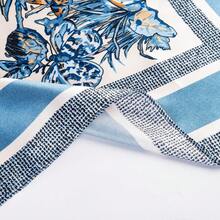 Mulberry Silk Scarfs Small Square Scarfs For Women 21" X 21" Lightweight Square Satin Head Scarf Neck Scarves{"Size_name":"35\"","Color_name":"BlueFlower"} - 藍花英寸 - 查看 4