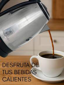 Hervidor eléctrico, para agua caliente, café y té, apagado automático, protección contra ebullición en seco,2 lts, 1000 W, acero inoxidable, tetera electrica. - Plateado - Ver 4