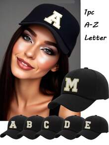 1pc Unisex 26 Alphabet Letter Baseball Cap, Adjustable Casual Breathable Sunscreen Cap, Suitable For Outdoor Daily Wear
