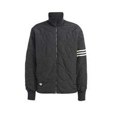 Chaqueta adidas originals ADICOLOR NEUCLASSICS de algodón con cuello alto, cremallera y logo en bloques de color a rayas de trébol para hombre, color negro