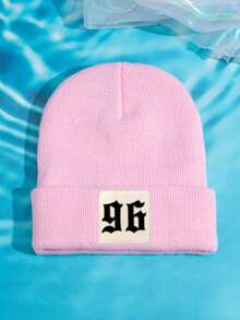 1pc Unisex Outdoor Casual Fashion Knit Beanie Hat With 96 Numeric Print, Warm & Comfortable, Suitable For Daily Wear