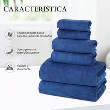 Toallas, Super Suave y Fuerte Absorción de Agua, para Hogar Hotel Gimnasio - Azul - Ver 6