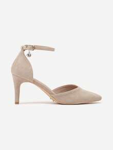 Vices Heels With Leather Insole And Ankle Strap - Khaki - View 3