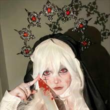 1 件镀金哥特式皇冠头带 - 锌合金童话光环发箍 - 闪亮水晶装饰派对头饰，适合婚礼、订婚、摄影、角色扮演和生日庆祝