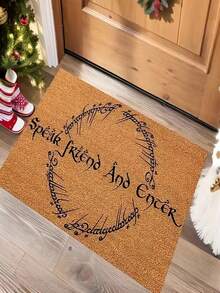 1pc Funny Phrase "Friends, Come In" Welcome Doormat, Small Rug Suitable For Holiday Decor, Daily Decor, Room Decor, Living Room, Bedroom, Kitchen, Office, Vintage Farmhouse Indoor/Outdoor Entrance Mat, Autumn/Winter Porch Mat - Multicolor - View 4