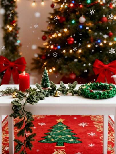 1pc Christmas Artificial Norfolk Pine Ivy Decoration, Winter Faux Rattan, Fake Leaf Evergreen Wreath Vine Christmas Ornaments, Christmas, Wedding, Anniversary Gift, Xtmas Gift, Christmas Home Decor Living Room, Table Decoration, Mantel, Stairs, Wall Decoration Christmas Decorations Room Decor