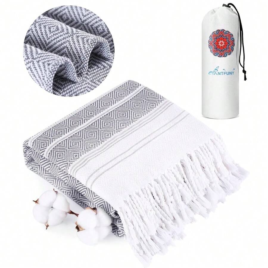 Turkish Beach Towels Vacation Essentials Quick Dry Sand Free Oversized Bath Pool Swim Towel Extra Large XL Big Adult Travel Cruise Accessories Must Haves Stuff Necessities Gray - 加厚灰色172x36英寸 - 查看 1