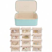 Vlando Jewelry Box Organzier For Travel12 Pcs Velvet Jewelry Bags Faux Leather Jewelry Case For Earrings Necklace Rings Valentine's Day Birthday Gift