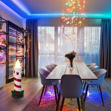 Well Home Vela dobrável de 90 cm com luzes de chama, branca e com música - Branco brilhante - Ver 3