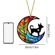 Semne și plăci decorative din acril pentru câini - Captor de soare din sticlă colorată, decor de perete suspendat cu Chihuahua - Cadou memorial multifuncțional pentru animale de companie, montat pe perete, potrivit pentru iubitorii de câini - Decor de casă de toamnă și accesorii pentru coroane