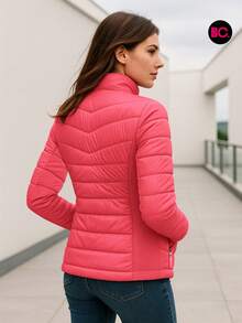 Chamarra Capitonada  Moda Dama Moderna Forro Peluche Moderna - Rosa Fucsia - Ver 4