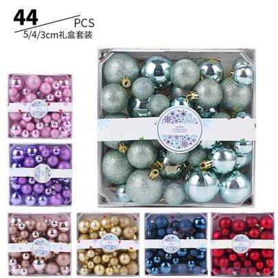 44pcs 1.2-2 Inch Christmas Balls For Christmas Holiday Decoration, Christmas Tree, Window, Christmas, New Year And Wedding Decoration, Suitable For Indoor And Outdoor Use (Need To Thread The Rope By Yourself, Electroplated Ball With Slight Glue Overflow, Slight Scratches And Loss Of Glitter Are Normal Phenomena And Do Not Affect Use) Home Decor Christmas Decorations Room Decor Winter