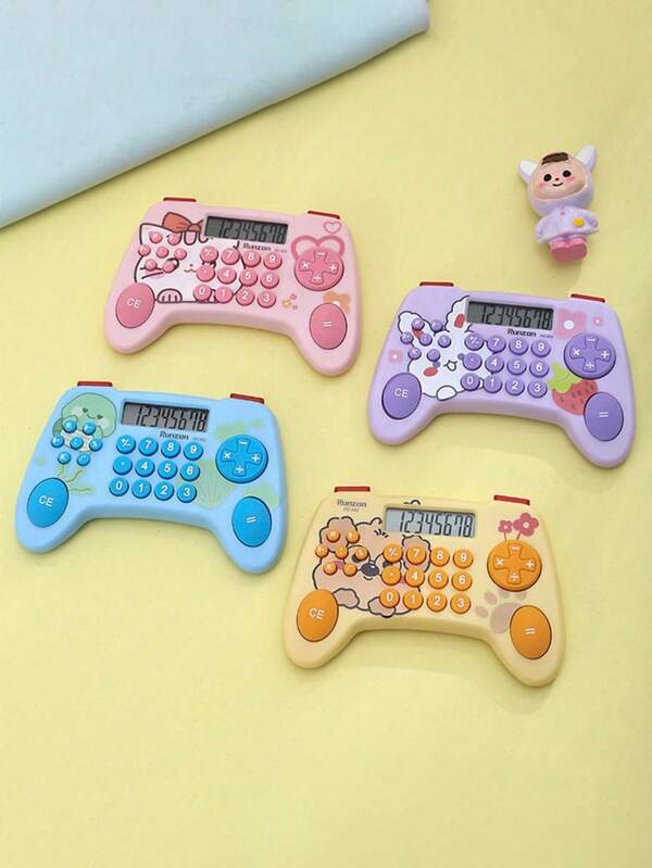 Mini calcolatrice stile console di giochi retrò, calcolatrice portatile carina e fantasiosa in stile cartoni animati, calcolatrice pratica e adorabile con motivi animali, calcolatrice essenziale mini per studenti, utile per l'apprendimento dei calcoli matematici