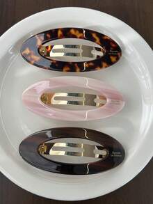 1个金色醋酸纤维镂空椭圆形BB夹，复古法式刘海夹，优雅发饰，适合日常、节日佩戴，可作礼物，爪夹，发饰，头饰，发卡 - 彩色 - 查看 1