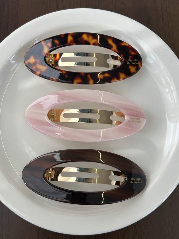 1 Stück goldfarbene Acetat Cut Out-Oval BB Clip, Retro Französischer Mädchen Stil Pony Clip, eleganter Haarschmuck für den Alltag, Feiertage, Geschenke, Haarklammern