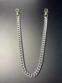 1pc Minimalist Pants Chain, Men's Wallet Chain, Silver Color Pants Chain, Aluminum Pocket Key Chain With Lobster Clasps At Both Ends, Unisex Accessory - Silver - View 1