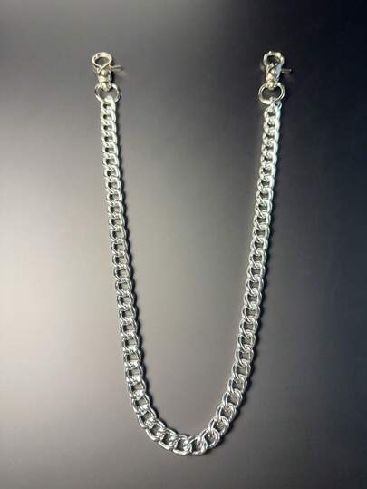 1pc Minimalist Pants Chain, Men's Wallet Chain, Silver Color Pants Chain, Aluminum Pocket Key Chain With Lobster Clasps At Both Ends, Unisex Accessory