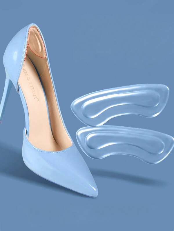 1 Pair Women's Anti-Slip Transparent Super Soft Silicone High Heel Protectors, Thick Cushion Self-Adhesive Heel Grips