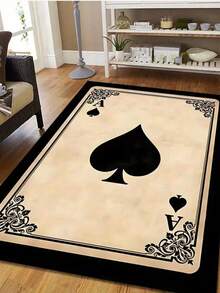 1pc Spade A Living Room Carpet, Poker Element, Living Room Carpet, Carpet, Living Room Area Carpet, Area Small Carpet, Mat, Home Decor, Large Size Living Room Carpet, Living Room Home Decor, Room Decor, Washable Carpet