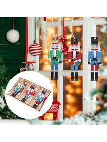 9 Stücke Weihnachts-Nussknacker Dekorationen, hölzerne Hängeornamente zum Dekorieren von Weihnachtsbaum, Wand, Kamin, Feiertags-Basteleien, Weihnachtsfeier, Heim- und Gartendekoration, Weihnachts-Wohnzimmerdekoration, um Weihnachtsstimmung zu schaffen - Verschiedenfarbig - Übersicht 7