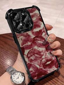 Kiss Pattern Compatible With Apple Phone 14/16/11/17/15/12/13/ProMax/Pro/Plus/Xs Max/XS/X, Shockproof, Camera Protection Transparent Soft Shell Drop Proof Phone - 黑色 - 查看 2