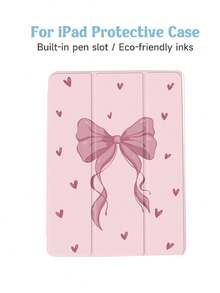 粉色蝴蝶结爱心翻盖保护套 1 件装 粉色爱心蝴蝶结设计平板电脑保护套 兼容 Apple 10.2 英寸、Apple Pro 11 英寸(2021/2020 款,第九/十代)、11 英寸/第十一代(2025 款)、Galaxy Tab A8 10.5 英寸(2022 款)、Matepad 10.4 英寸 支持睡眠/唤醒功能,带 Apple Pencil 插槽,防摔 春季礼物 生日派对 - 彩色 - 查看 6