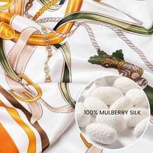 Mulberry Silk Scarfs Small Square Scarfs For Women 21" X 21" Lightweight Square Satin Head Scarf Neck Scarves{"Size_name":"27.5\"","Color_name":"OrangeandGreen"} - 橙與綠英寸 - 查看 4