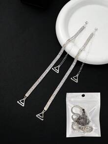 2 件/对女士水晶装饰胸罩肩带金属可调节背部胸罩肩带，适合狂欢 - 銀色 - 查看 9