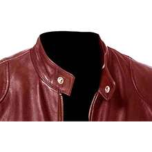 Men Slim Fit Motorcyle Leather Jacket Zip-Up Windbreaker Leather Jackets Lightweight PU Vintage Biker Coat